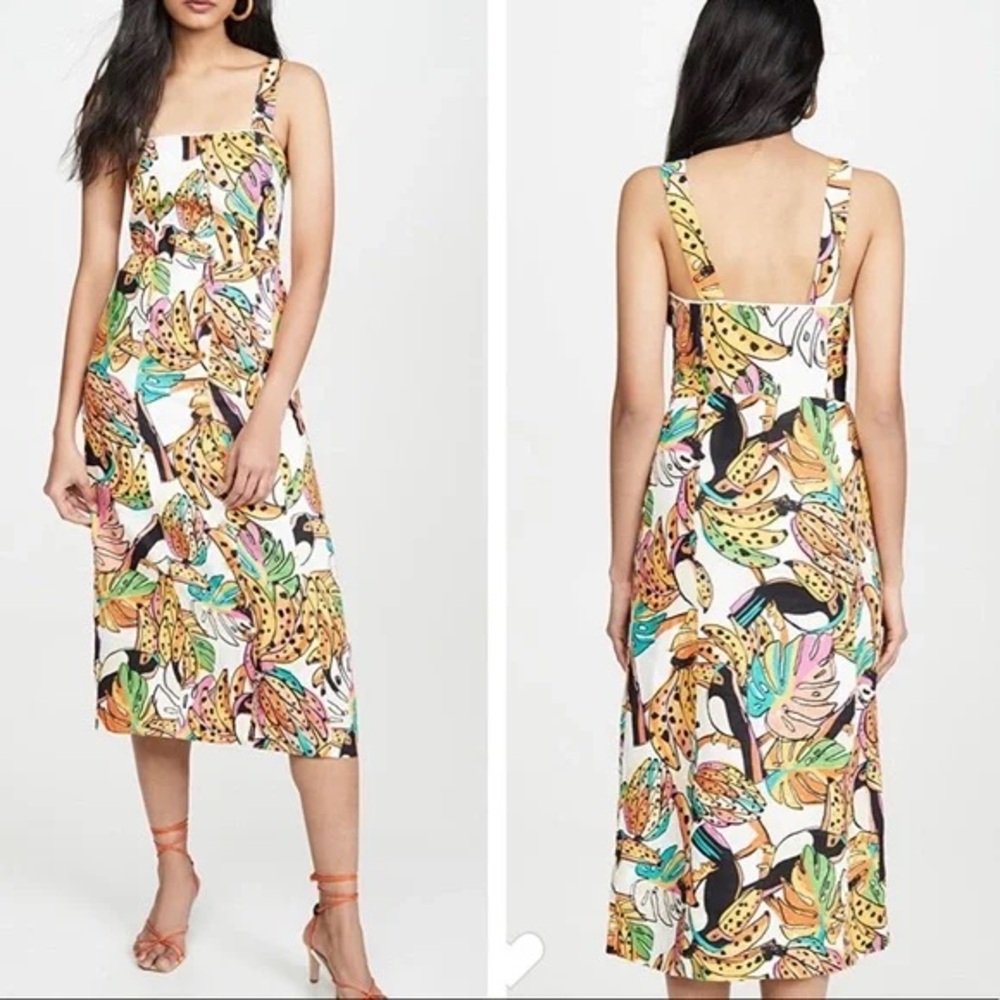 Farm Rio Crazy Tucanos Linen Midi Dress